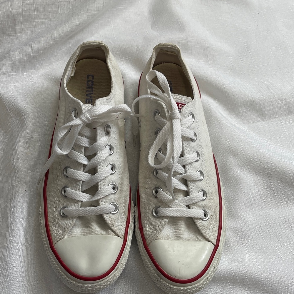 Converse White and Red Low-Top Sneakers